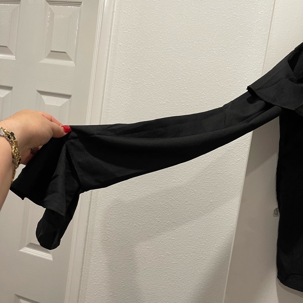 Black Ruffle Cold Shoulder Top - Picture 5 of 5